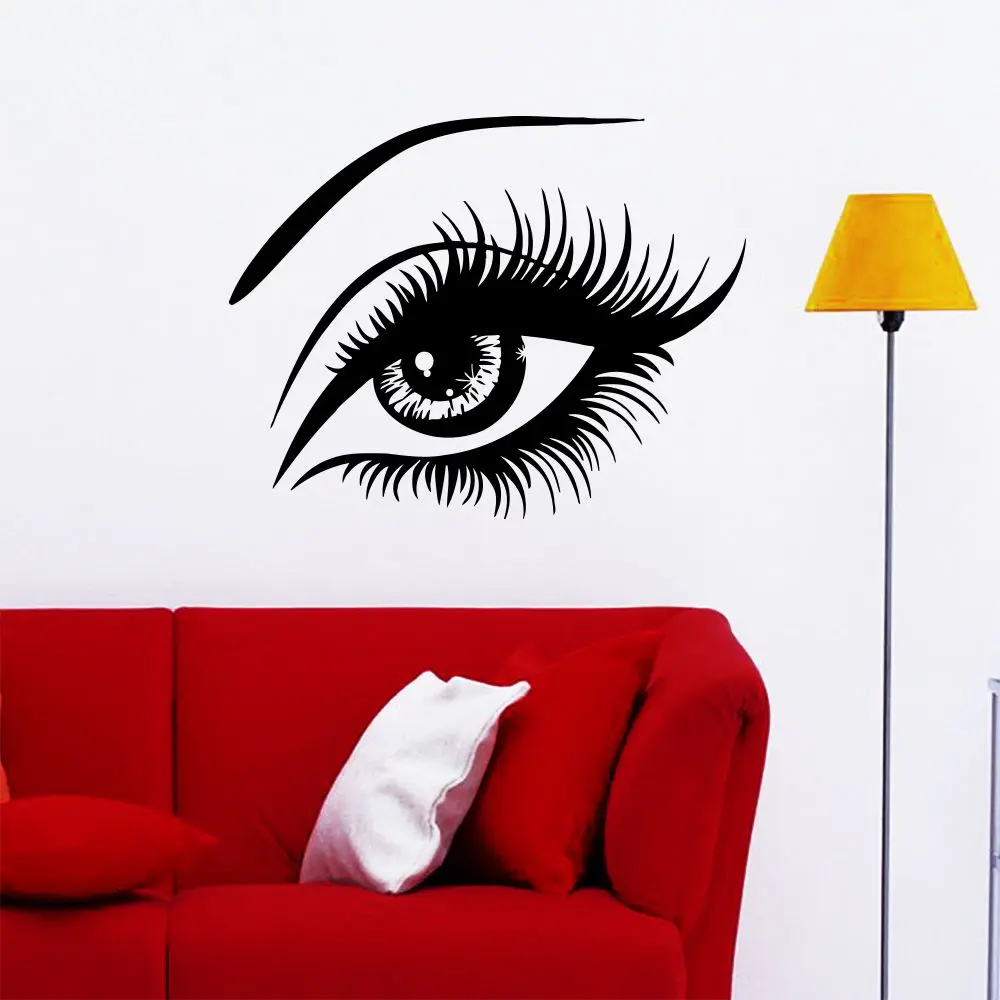 Beauty Eye Black Wall Stickers Fashion Girl Salon Spa Shop Decor Lady