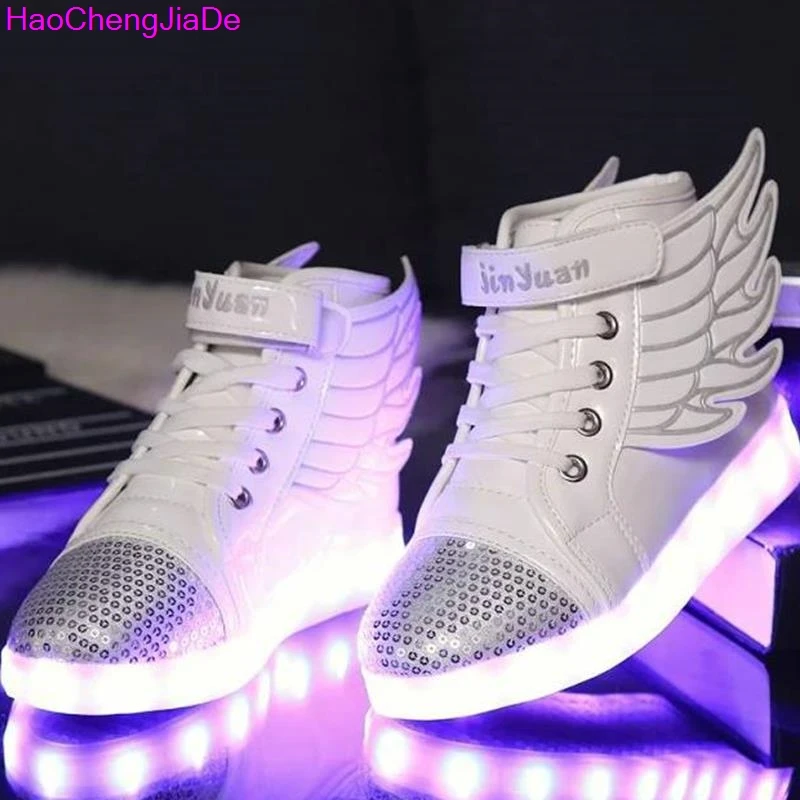 

HaoChengJiaDe Boys Girls LED Sneakers Kid Casual Children Fashion Light Up With LED Luminous 11 Colors Shoe Lumineuse Chaussures