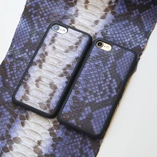 

Luxury Genuine Leather phone Case for iphone 7 6S plus SE real python skin design style cover cell phone Accessories custom name