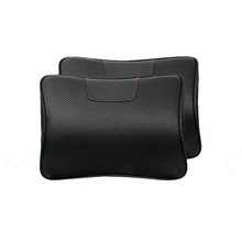 

2PCS Leather Car Memory Foam Travel Neck Pillow Seat Rest Cushion Headrest For BMW Auto