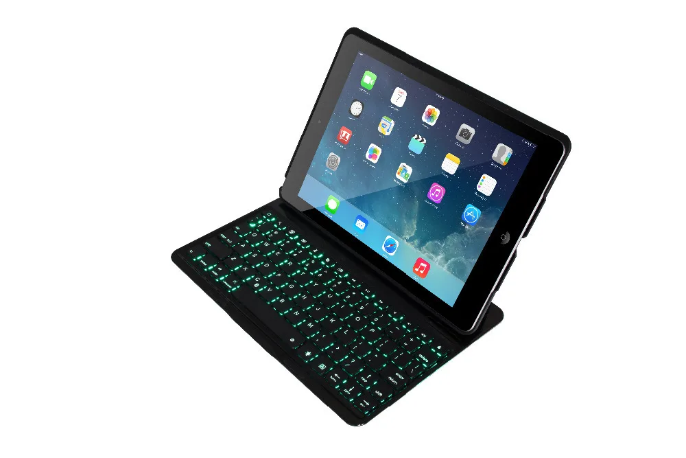 

Fashion Ultrathin Aluminium Alloys LED Backlight Wireless Bluetooth 3.0 Keyboard Leather Case for Apple iPad Air free shipping