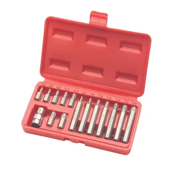 

15pc 1/2" Power Torque Torx Star Drive Socket Bit Set Hex Shandk Scewdriver Bit Tool Kit Chrome Vanadium Steel CRV