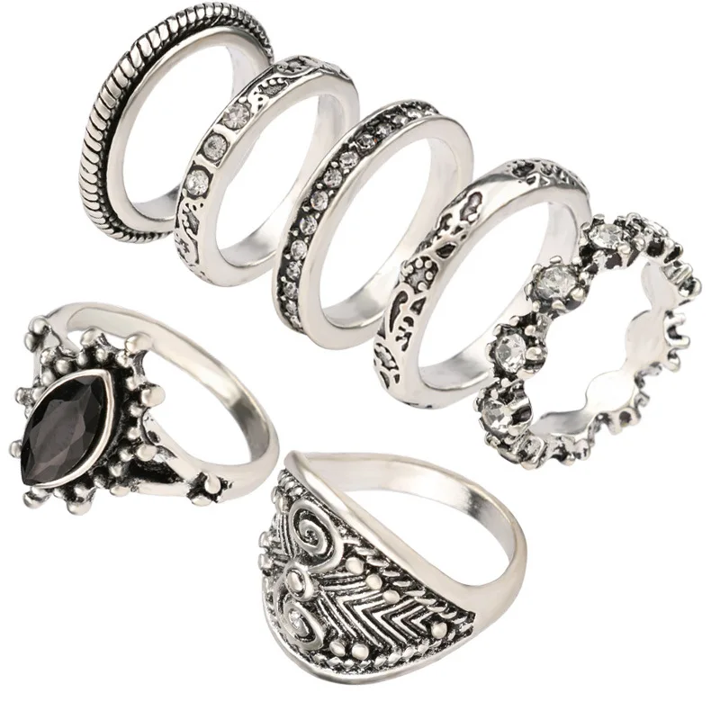 Yunkingdom Vintage Small Size Ring Set Simple Fashion Rings For Women