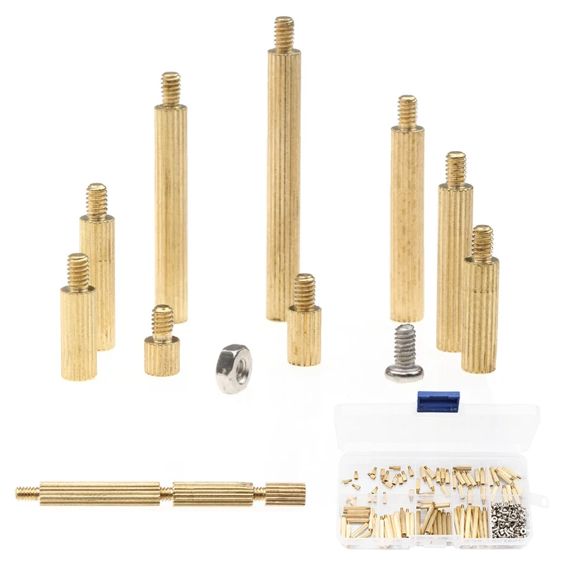 270PCS M2 Stainless Steel Screws Nuts Bolts Set Brass Pillar Single Head Circular Cylinders Copper Machine Assortment Kit