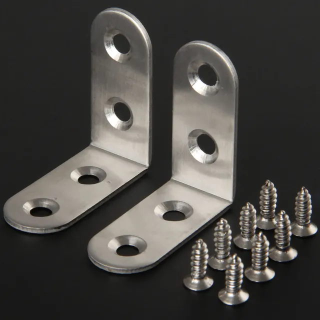 2Pcs Furniture Corner Brackets Stainless Steel Right Angle Bracket