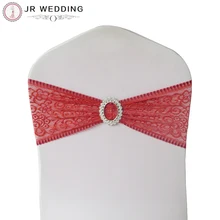 100 шт. красный оранжевый спандекс лайкра кружево стул с пряжкой на день рождения Применение свадебные украшения Модные кружево стул пояса