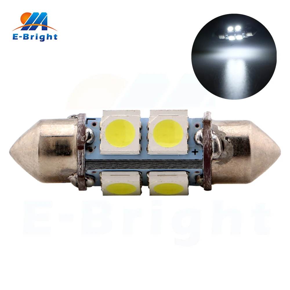 

4-200pcs 36mm 12V 5050 8 SMD LED Festoon Lamp Auto Dome Ceiling Bulbs Indicator Pate Number Reading Lights 8000K Free Shipping