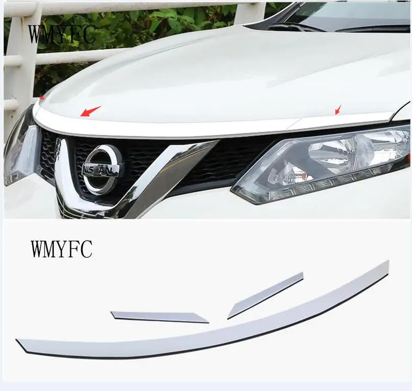 ABS Chrome Front Hood Grill Cover Bonnet Trim For Nissan X-Trail Rogue 2014-2019