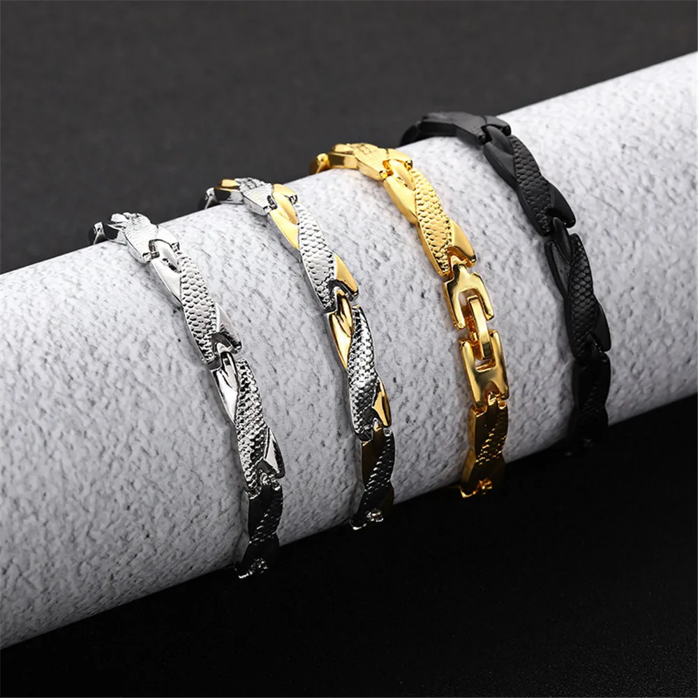 

2019 New Black Men's Health Bracelets & Bangles Magnetic Twisted Power Stainless Steel Charm Bracelet Jewelry for Man Ma'le