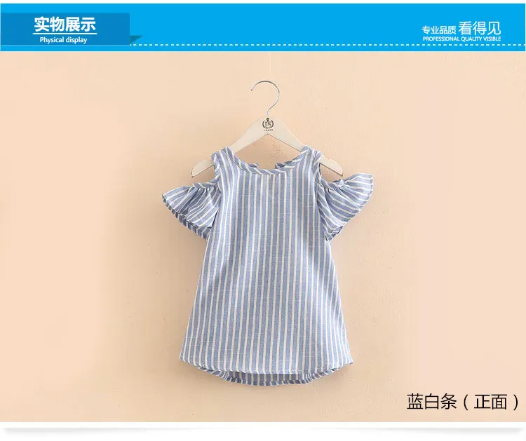 2018 Summer 2 3 4 6 8 10 Years Children Birthday Party Dance Prom Blue Stripe Little Kids Sexy Baby Girls Strap Princess Dress (1)