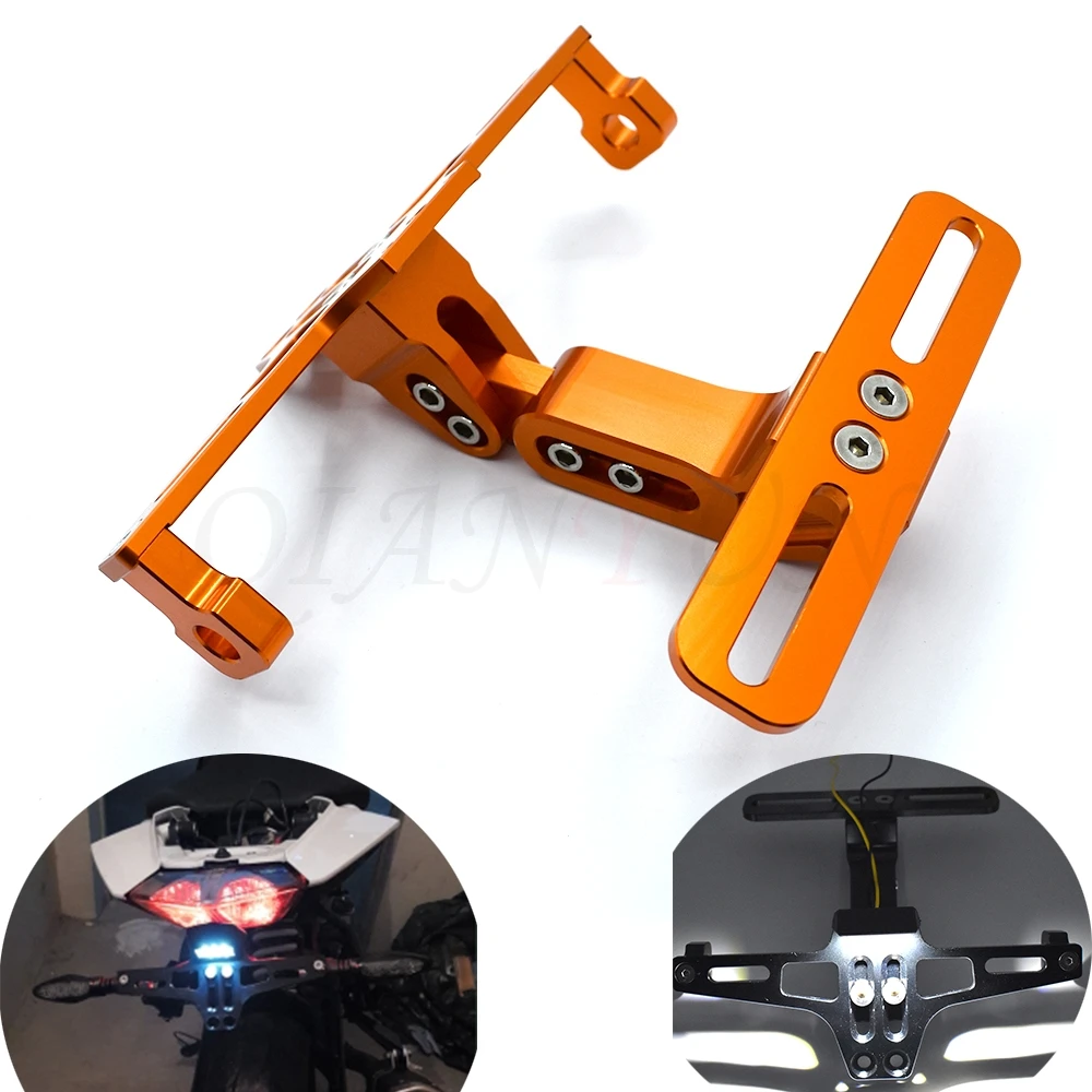 

Universal motorcycle CNC aluminum alloy license plate bracket with LED lights For HONDA CBR600 CBR1000RR CBR125R CBR300R CBR400