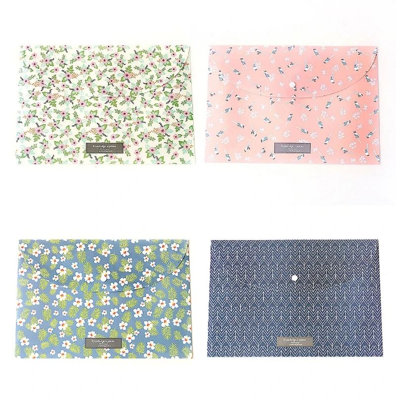 

Durable Folder Snap Floral File Bag Paper A4 School Stationery Office Supplies
