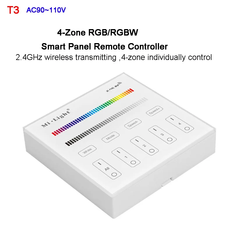 MiBOXER 2,4G 4-Zone RGB/RGBW Светодиодная лента Диммер Яркость смарт-панель WiFi iBox умный светильник контроллер WL-Box1 - Цвет: T3  110V