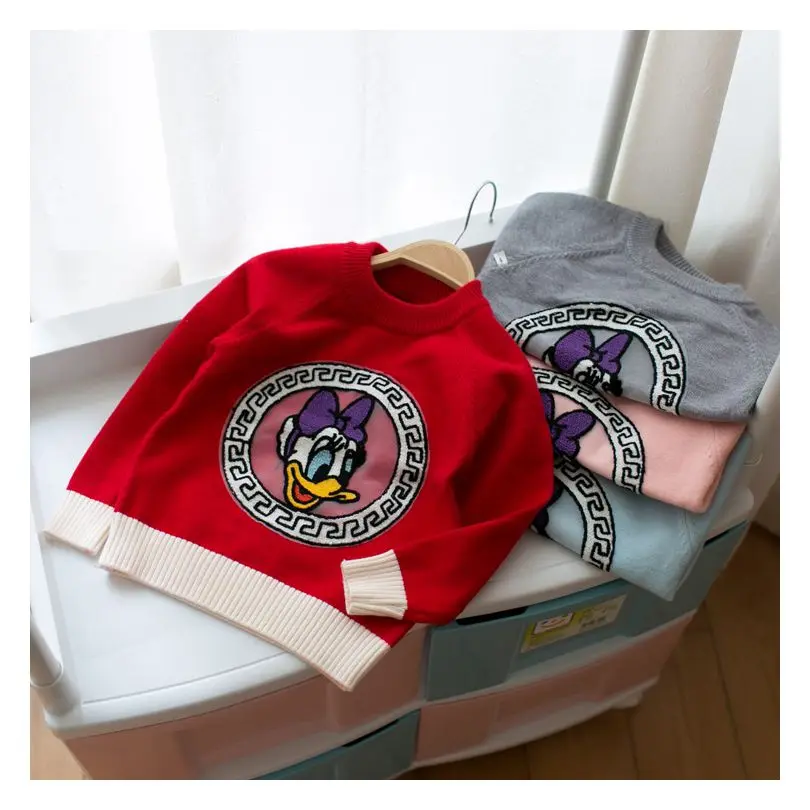 

Hot New Baby Clothing Boys Girls Jumper Autumn Winter Cartoon Sweater Lovely Duck Children Kids Knitted Pullover Warm Outerwear