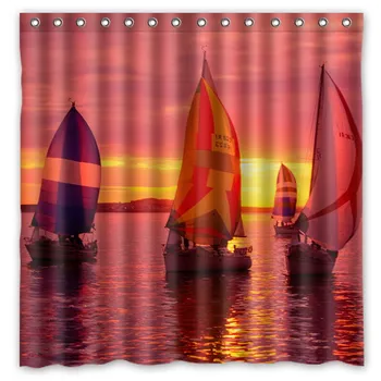 

180x180cm Waterproof Bath Shower Curtain with Hooks Vintage Sailing Boat Bathroom Curtains Rideau de douche Cortina de la duch