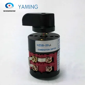 

Yamin Electric 3 position HZ5B-20/2 Red combination changeover rotary Cam switch 20A 2 poles 8 terminals silver contact
