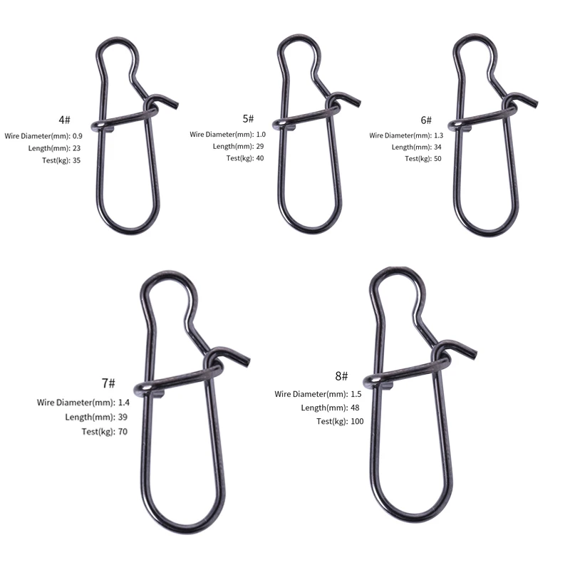50 шт./пакет Нержавеющая сталь крюк быстрая защелка Замковая оснастки вращающиеся твердые кольца безопасности защелки рыболовный крючок Разъем рыболовные принадлежности
