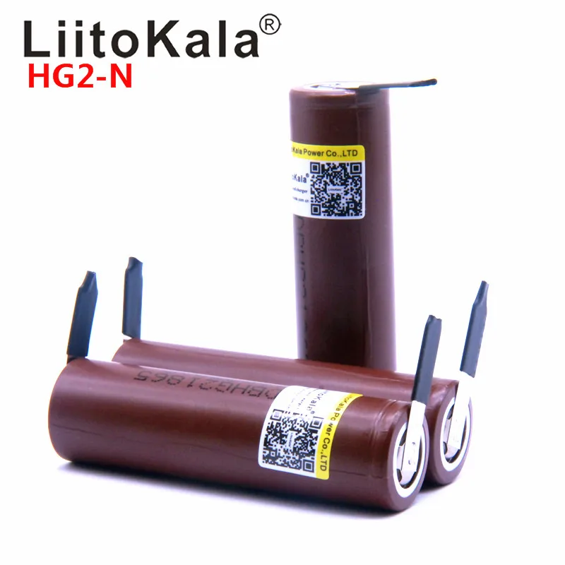 LiitoKala для HG2 18650 18650 3000 mah заряжаемая электронная Сигарета Аккумулятора высокий разряд, 30A большой ток + DIY nicke