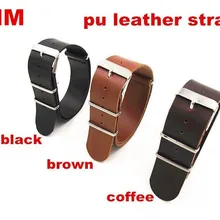 Новое поступление 10 шт./лот Высокое качество 24 мм Искусственная Кожа НАТО ремни часы группа кожаный ремешок черный, коричневый, кофейного цвета