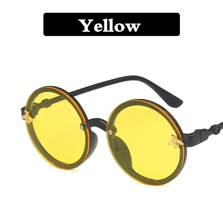 Винтажные детские солнцезащитные очки, детские круглые солнцезащитные очки с изображением пчелы, UV400, брендовые солнцезащитные очки GG, для мальчиков и девочек, Okulary gafas de sol mujer - Цвет линз: Цвет: желтый