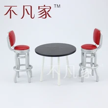 1/12 масштаб кукольная Миниатюра тонкой мебель деревянный стол вино и 2 шт. стулья