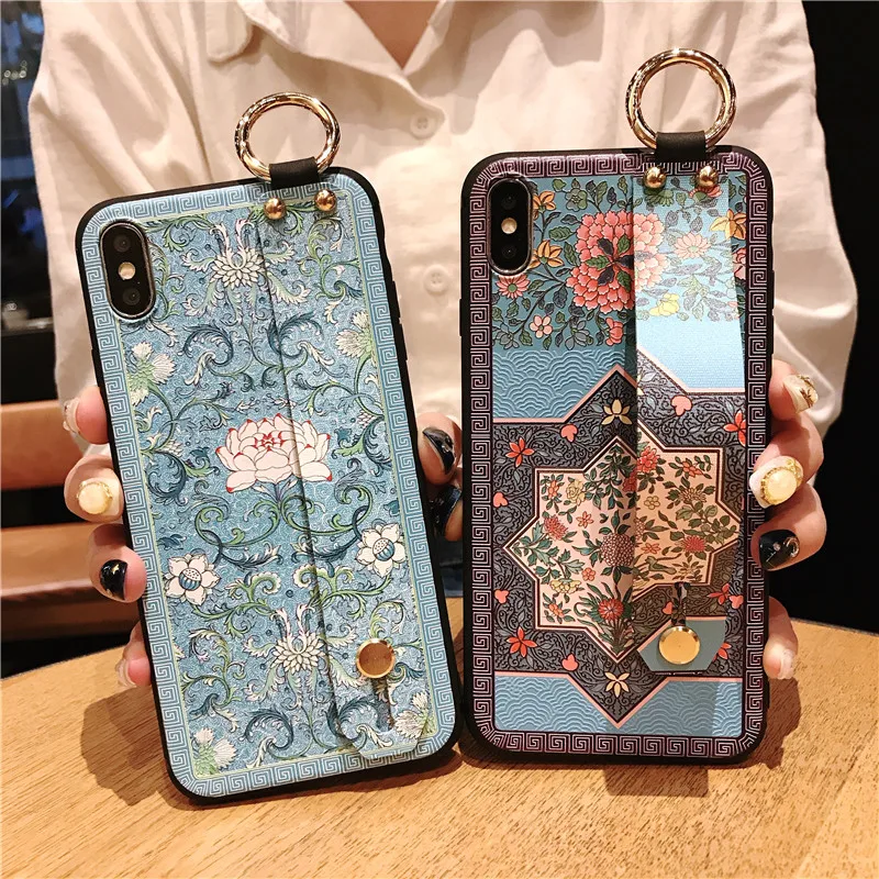 

Wrist Strap Soft TPU Phone Case For iPhone X Xs max XR Cover For iphone 6 6s 7 8 Plus For iphone 8 Plus Ring Phone Holder Cases