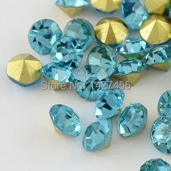 

Free Shipping ss16 4mm, 1440Pcs/lot Point Back glass Rhinestone aquamarine Color Point Back Chaton