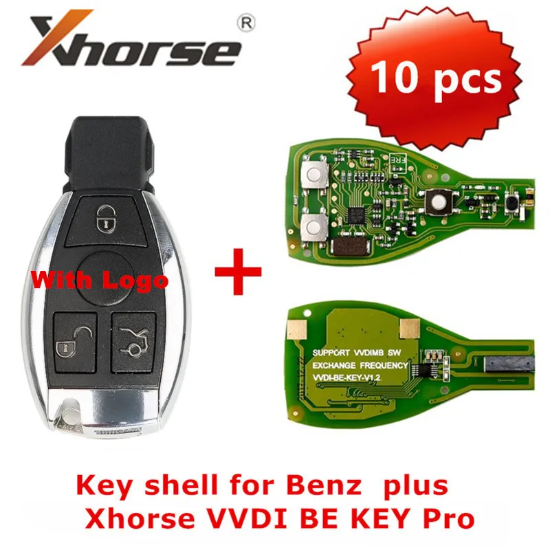 

Smart Key Shell 3 Button for Mercedes Benz plus XHORSE VVDI BE Key pro Improved Version 10 PCS Get VVDI MB Token Exchange freely