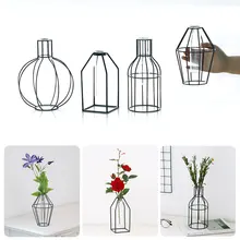 Цветочный горшок подставка для цветов кованая железная ваза гидропонная ваза Геометрическая креативная железная стеклянная