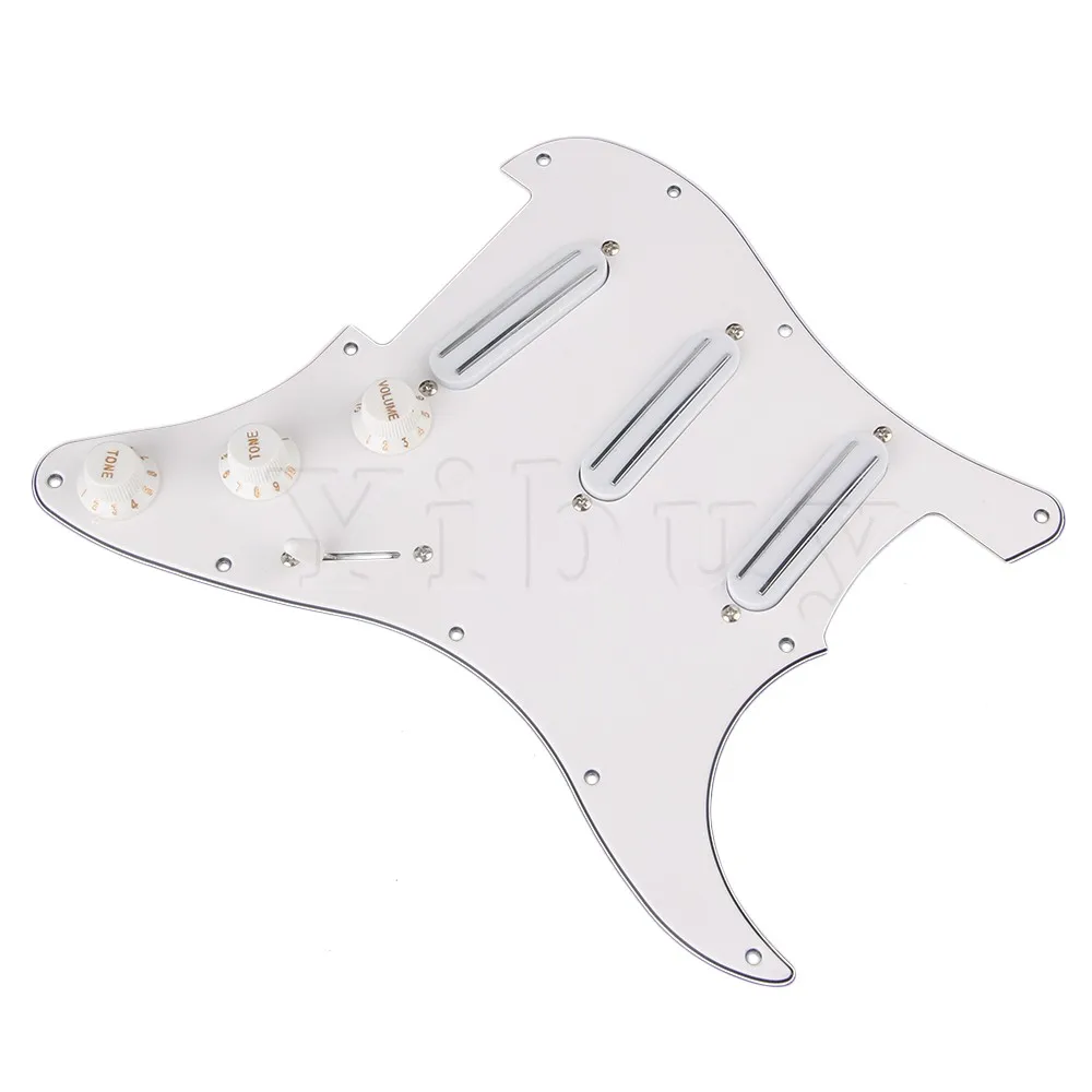 Yibuy белый загруженный Prewired Pickguard с SSS B500K/A500K тон двойной Rail звукосниматели