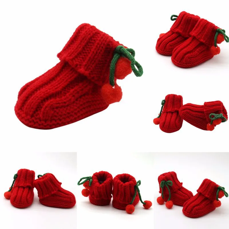 Теплые вязаные носки для маленьких мальчиков и девочек, шерстяные ботинки для малышей, обувь для малышей на осень и зиму, Новинка