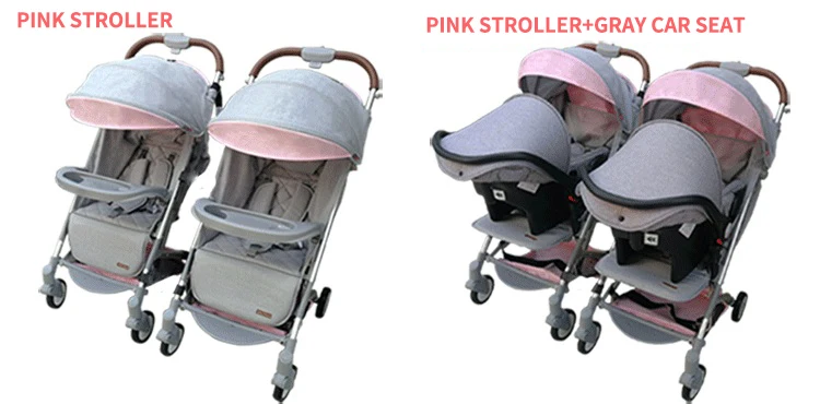 Детская коляска для близнецов отправка двух автокресел для новорожденных двойная коляска для путешествий отправка Автокресла и бесплатный светильник в Подарок детская коляска