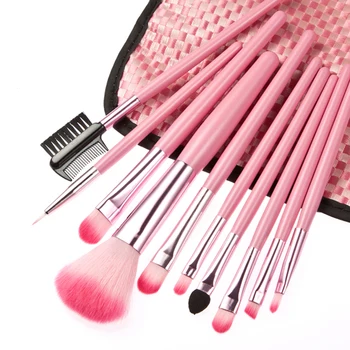 

10pcs Makeup Brushes Set Pro Cosmetic Brush Eyebrow Foundation Shadows Eyeliner Lip Make Up Tools Kits & Bag
