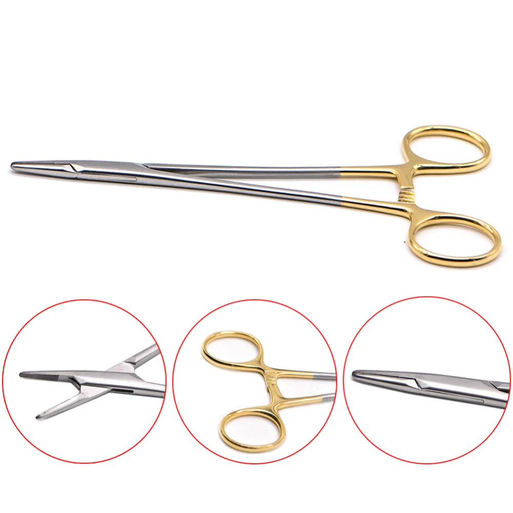 Dental Needle Holders Stainless Steel Orthodontic Plier Gold Plated