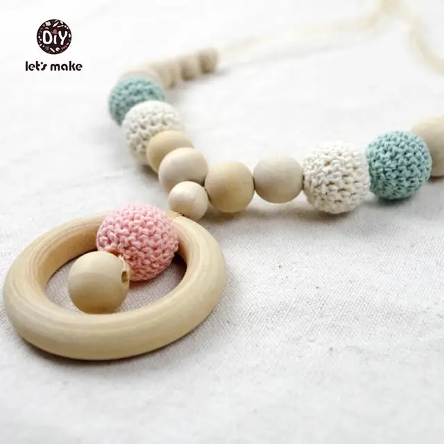 Let's Make 26 Colors Available Pink Light Blue Wooden Nursing Necklace. Girls Cr Let's Make 26 Colors Available Pink Light Blue Wooden Nursing Necklace. Girls Cr