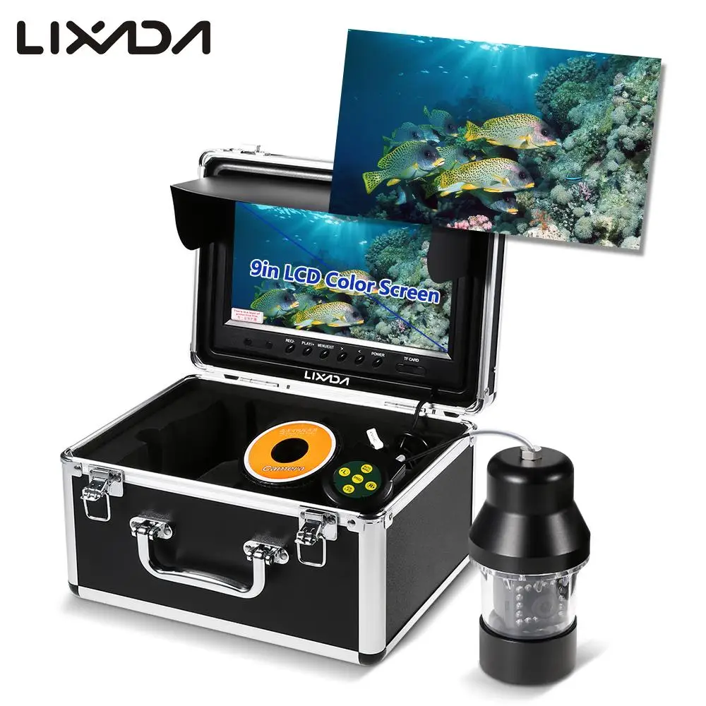

Lixada Fishing Camera Video Fish Finder 9 Inch Large Color Screen Waterproof 18 LEDs 360 Degree Rotating Camera Underwater