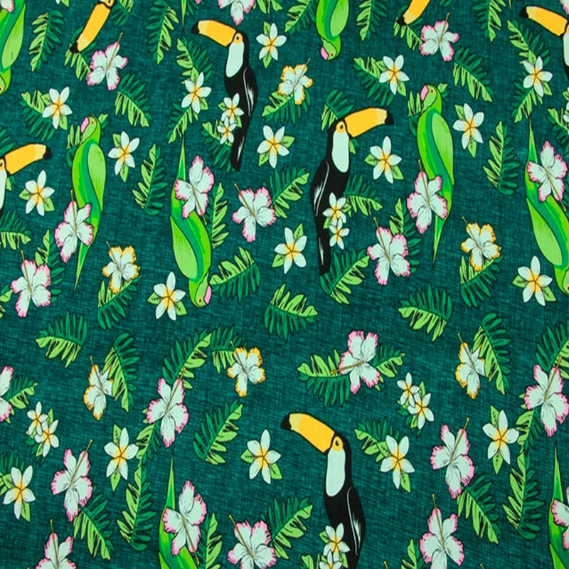 

100x140cm Wdith Cartoon Parrot Longirostravis Bird Slub Cotton Elastic Fabric for Girl Clothes Cushion Cover Sewing
