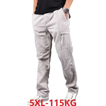

plus size big men cargo pants 5XL 6XL zipper summer out door man pocket pants Stretch high street green casual Straight trousers