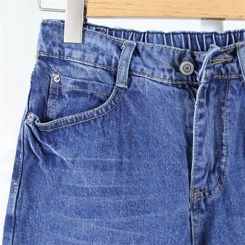 Harem jeans for woman high waist Casual Retro blue plus size blue Ankle Length denim Trousers for women 5XL