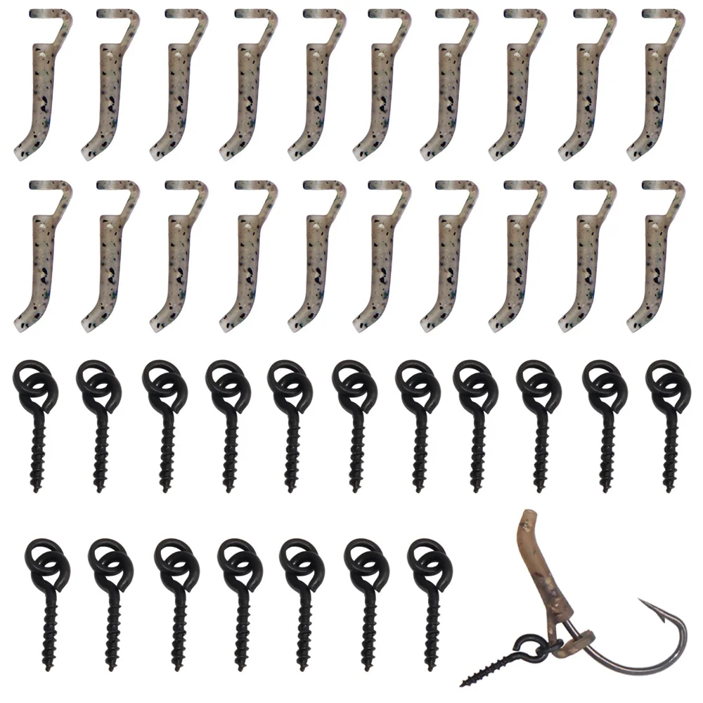 

40Pcs Carp Fishing Tackle Including Carp Fishing Hook Sleeves Screw Peg With Ring Swivel Chod Rig Terminal Tackle Accessories