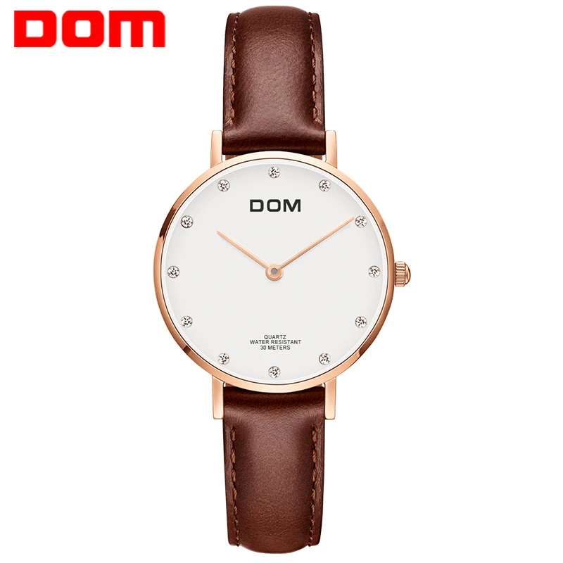 

Watch Women DOM Top Brand Leather Quartz watch Casual Water Resistant Mesh strap thin wrist watch clock women's watches G-36D-7M