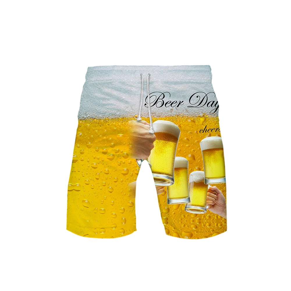 Новинка года, летние мужские модные трендовые шорты с 3D рисунком пива и питья, популярные повседневные летние шорты