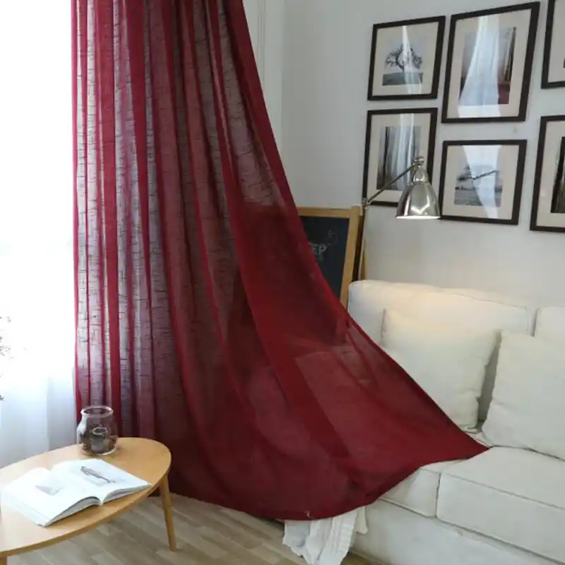 Purple Curtain For Window Bedroom Burgundy Sheer Voile For Living