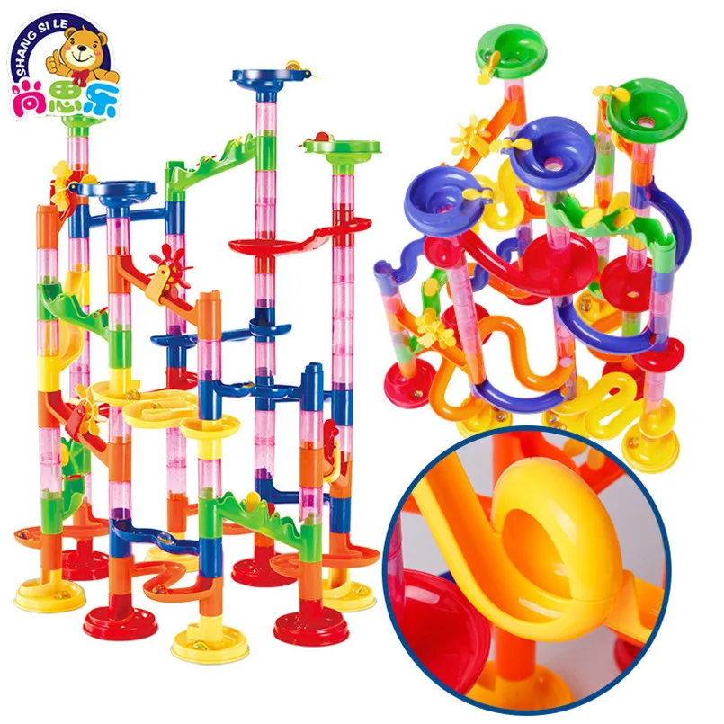 105PCS DIY Maze Balls Track Building Blocks Toys For Children Construction Marble Race Run Pipeline Block Educational Toy Game