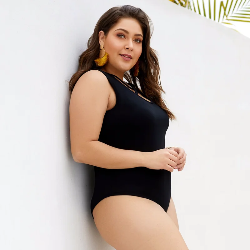 

Women Jumpsuit Plus Size V-neck Sleeveless Back Hollow Out Elastic Slim Solid Knitted Casual Bodysuits Large Size