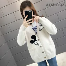 ATKULLQZ женский брендовый вязаный кардиган с рисунком для колледжа, женский кардиган, новинка, Корейская версия, осенняя и зимняя куртка, свитер с v-образным вырезом