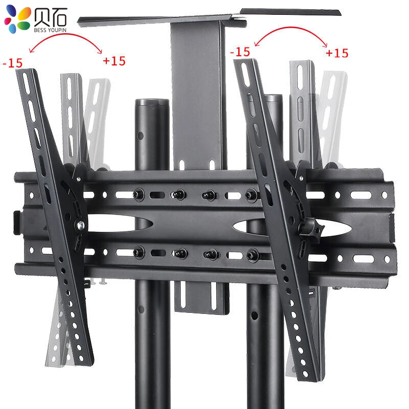 Mobile TV Cart Floor Stand Mount Home Display Free Lifting Trolley for 32-65