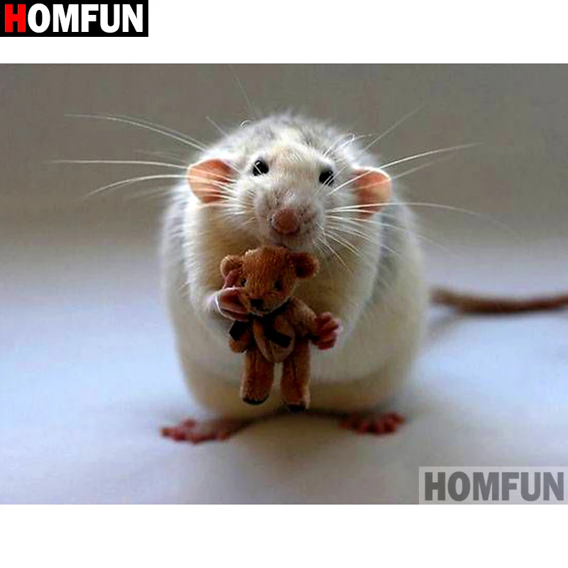 Алмазная 5D Вышивка сделай сам HOMFUN картина с квадратными/круглыми стразами мышь