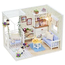 Деревянный Кукольный дом с мебелью, DIY Домик ручной работы, Коттедж с Пылезащитный чехлом, Игрушки в подарок на день рождения для девочек и друзей