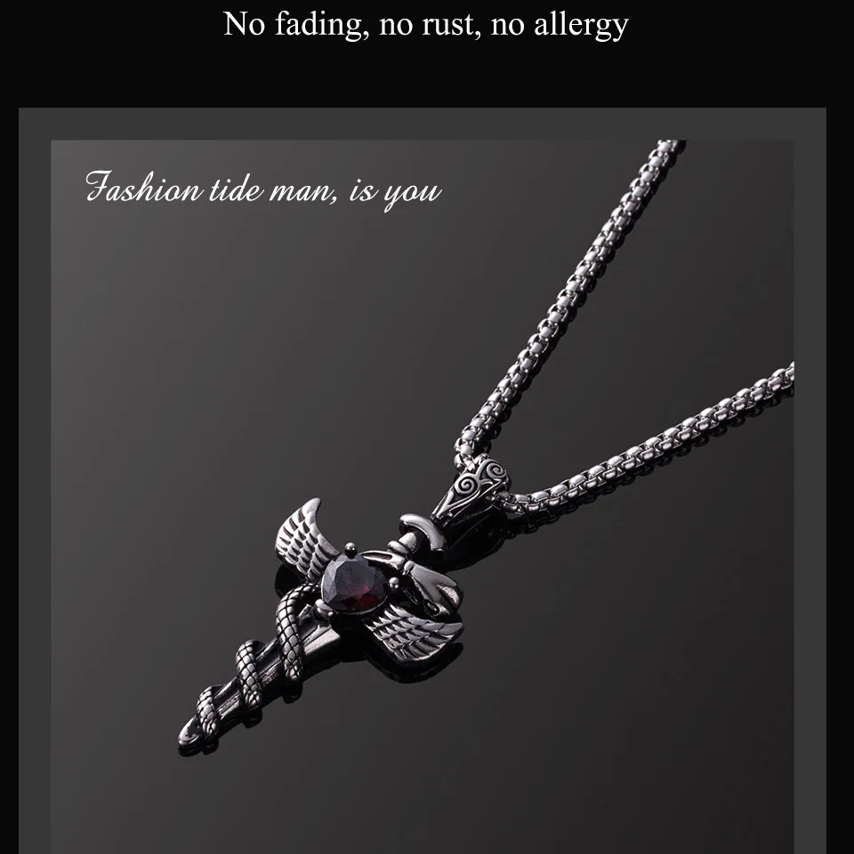 Personality Men's Vintage Stainless Steel Titanium Pendant Necklace Male Trendy Punk Charm Chain Necklaces Jewelry Accessories